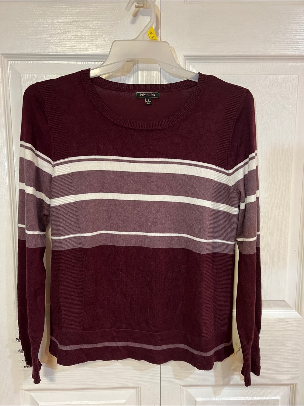 Letty & Me Maroon Striped Crewneck Sweater